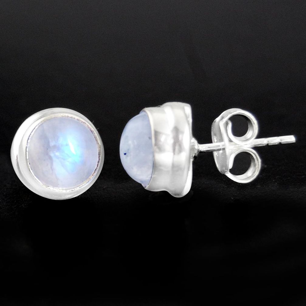 6.61cts natural rainbow moonstone 925 sterling silver stud earrings p96987