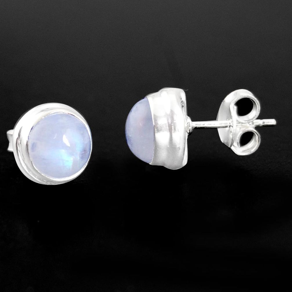 925 sterling silver 3.45cts natural rainbow moonstone stud earrings p97000