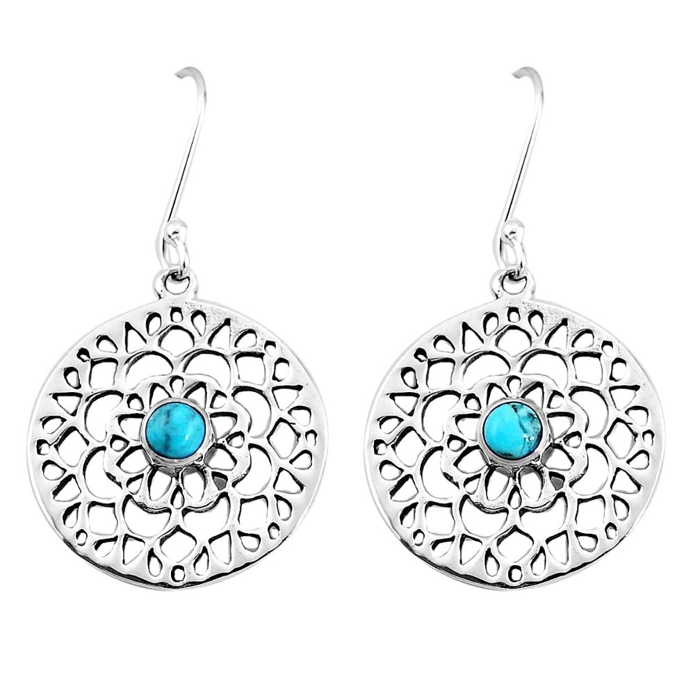 1.01cts green arizona mohave turquoise 925 sterling silver dangle earrings p9863