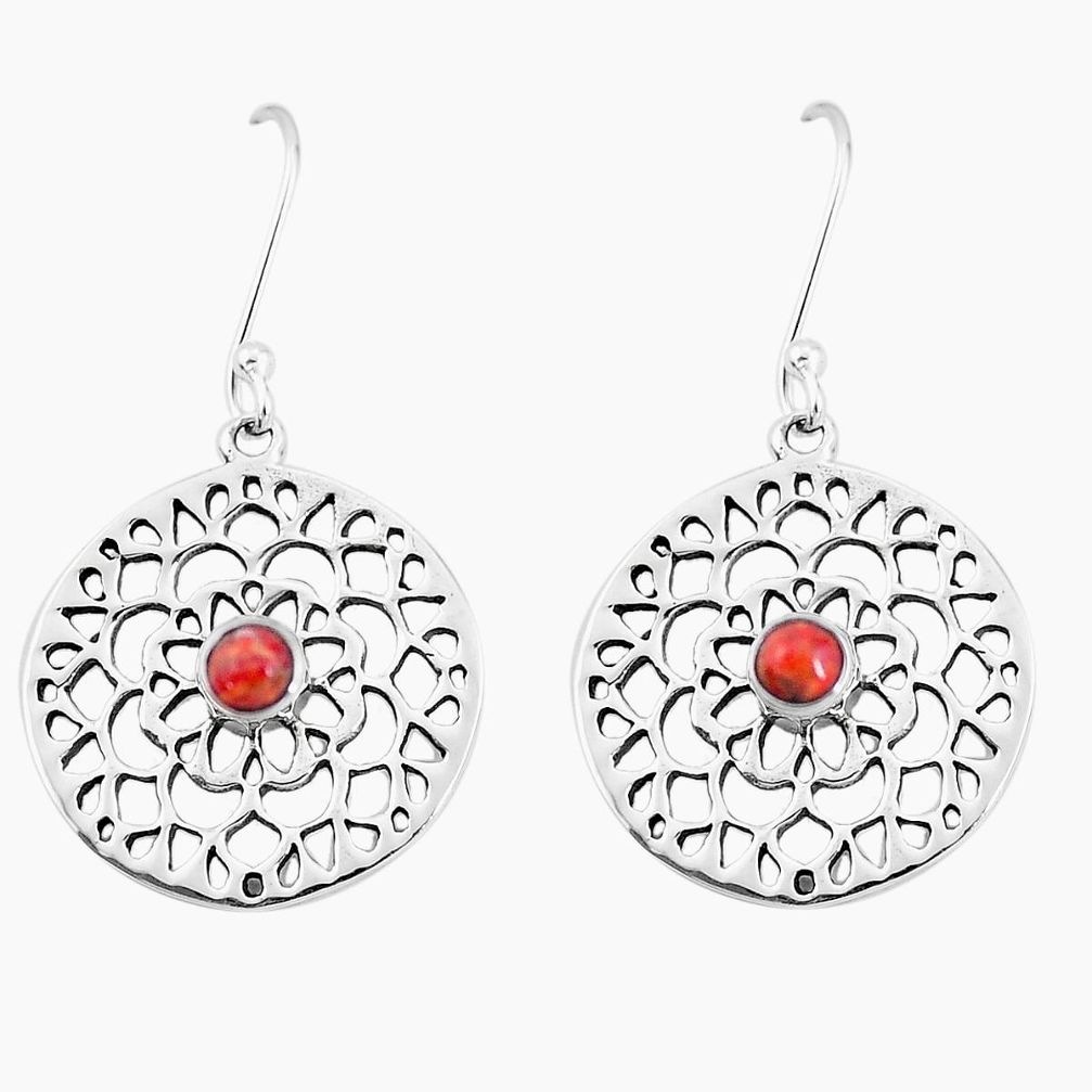 925 sterling silver 0.97cts red copper turquoise dangle earrings jewelry p9867