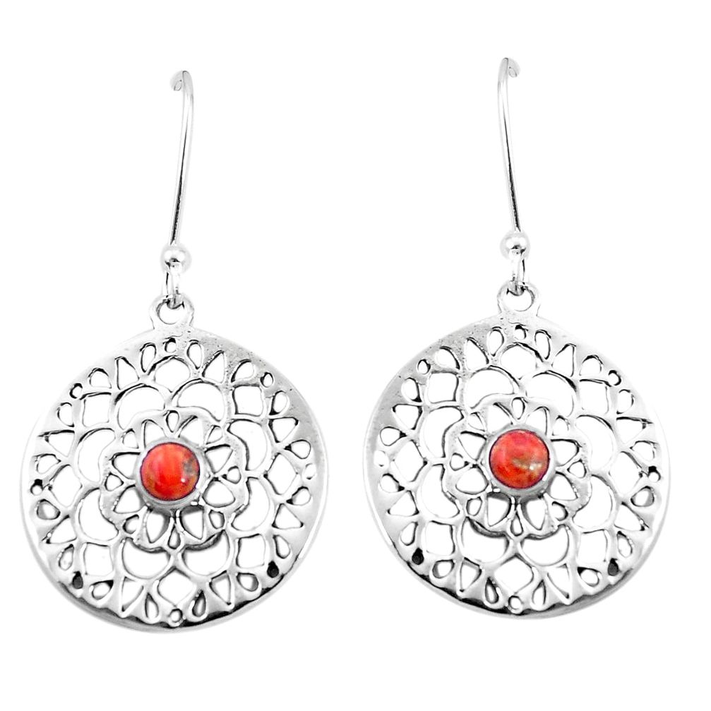 1.01cts red copper turquoise 925 sterling silver dangle earrings jewelry p9869