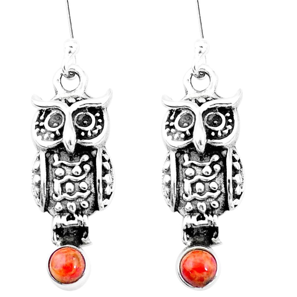 1.22cts red copper turquoise 925 sterling silver owl earrings jewelry p9909