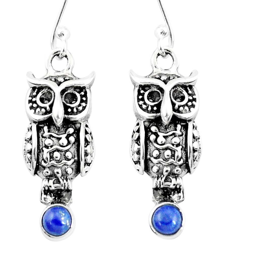 1.22cts natural blue lapis lazuli 925 sterling silver owl earrings jewelry p9912