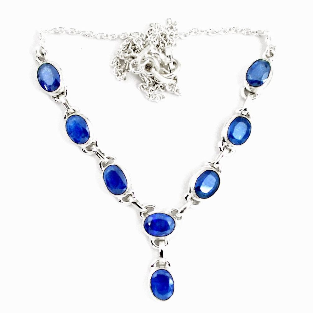 17.38cts natural blue sapphire 925 sterling silver necklace jewelry p14002