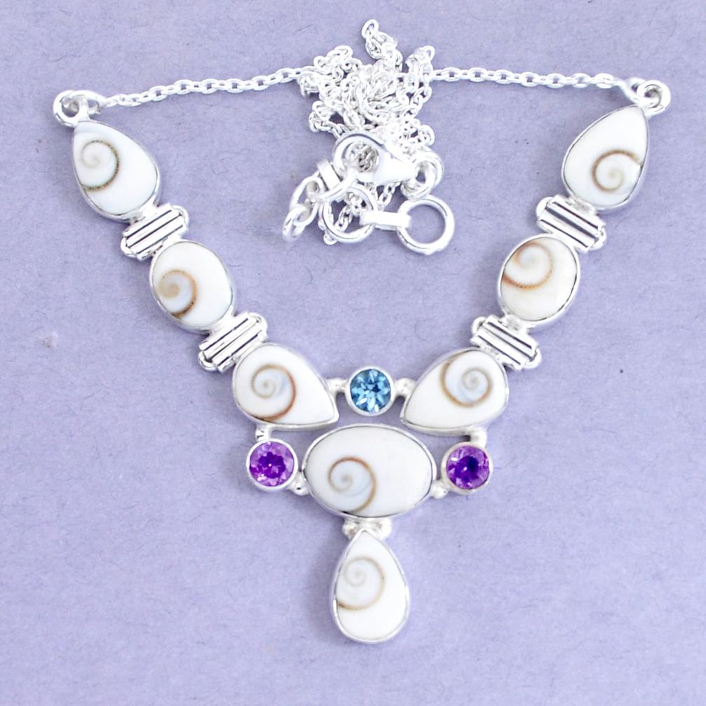 925 silver 31.84cts natural white shiva eye amethyst necklace jewelry p19284