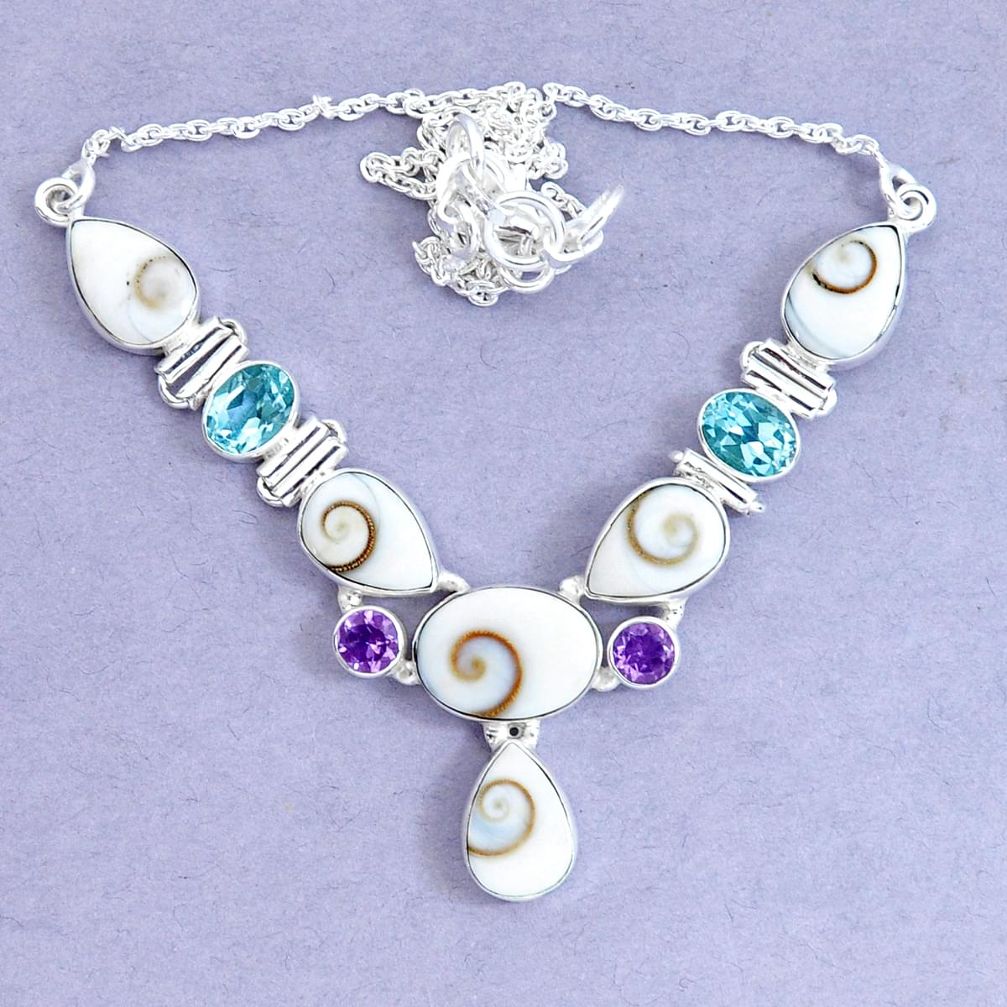 28.37cts natural white shiva eye amethyst 925 sterling silver necklace p19296