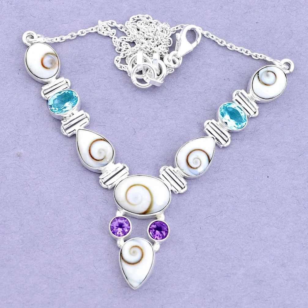 925 sterling silver 28.02cts natural white shiva eye amethyst necklace p19298