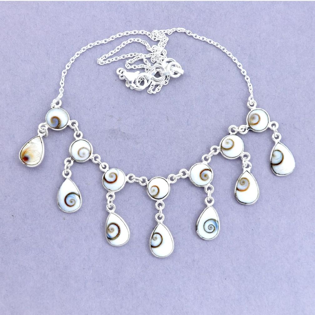 925 sterling silver 37.85cts natural white shiva eye necklace jewelry p22439