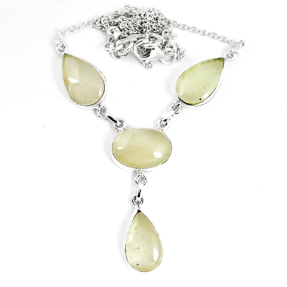 33.07cts natural libyan desert glass (gold tektite) 925 silver necklace p8482