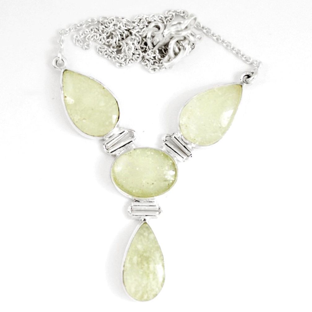 925 silver 40.87cts natural libyan desert glass (gold tektite) necklace p8489