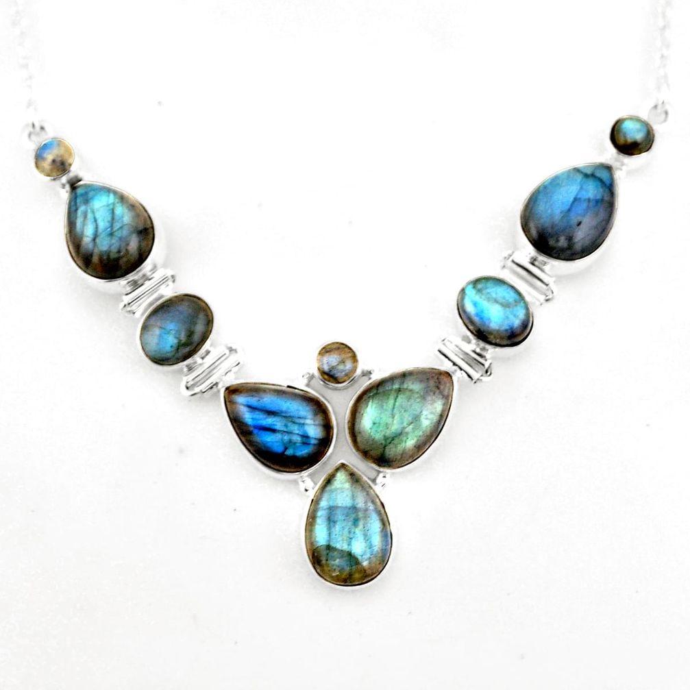 37.41cts natural blue labradorite 925 sterling silver necklace jewelry p93709