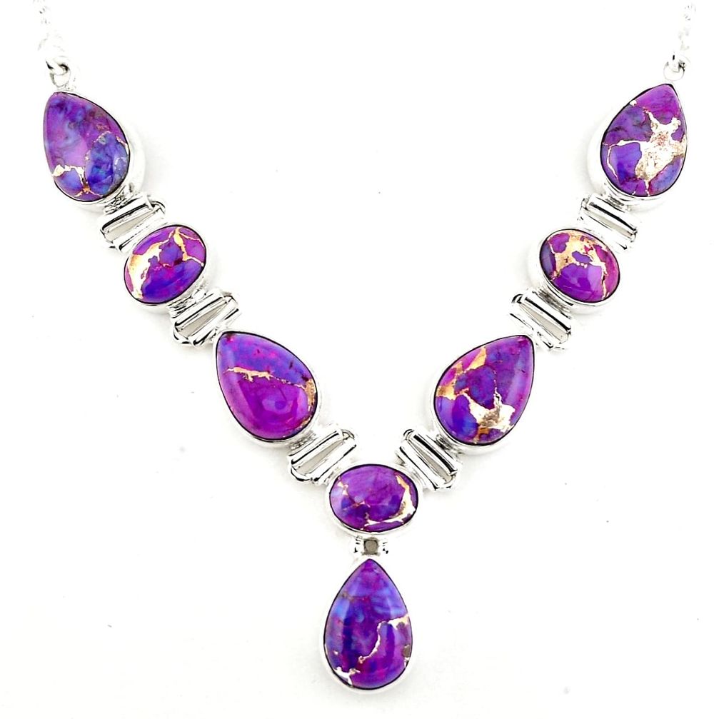 33.78cts purple copper turquoise 925 sterling silver necklace jewelry p93731