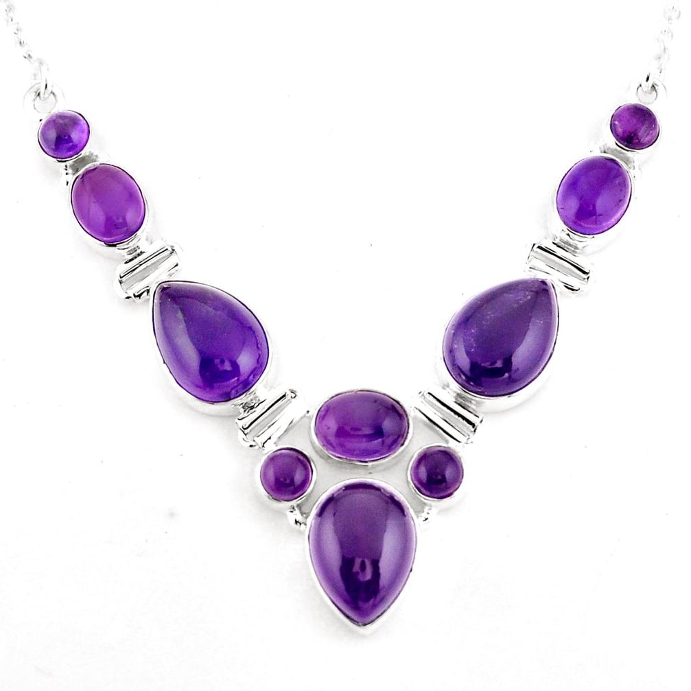 925 sterling silver 23.65cts natural purple amethyst necklace jewelry p93756