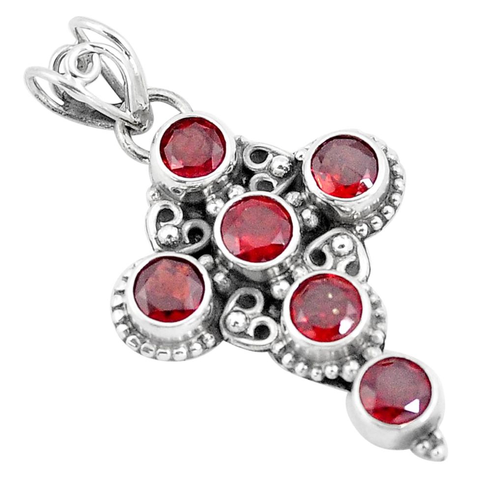 925 sterling silver 5.38cts natural red garnet holy cross pendant jewelry p10133