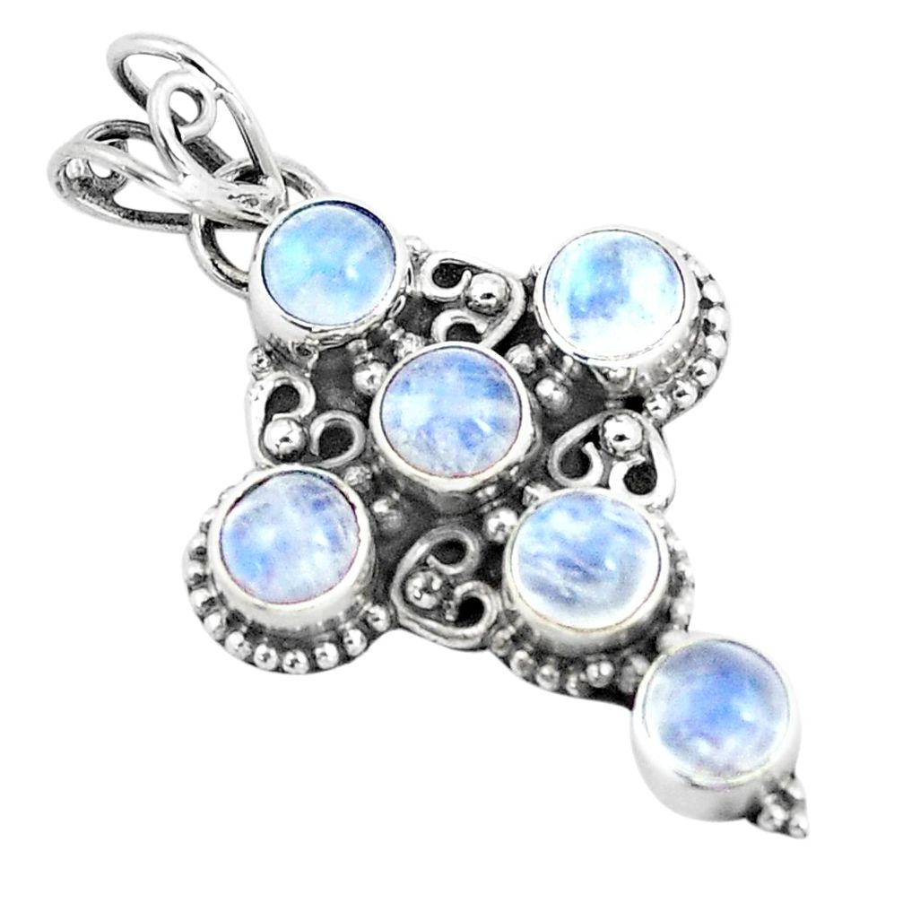 925 sterling silver 5.98cts natural rainbow moonstone holy cross pendant p10158