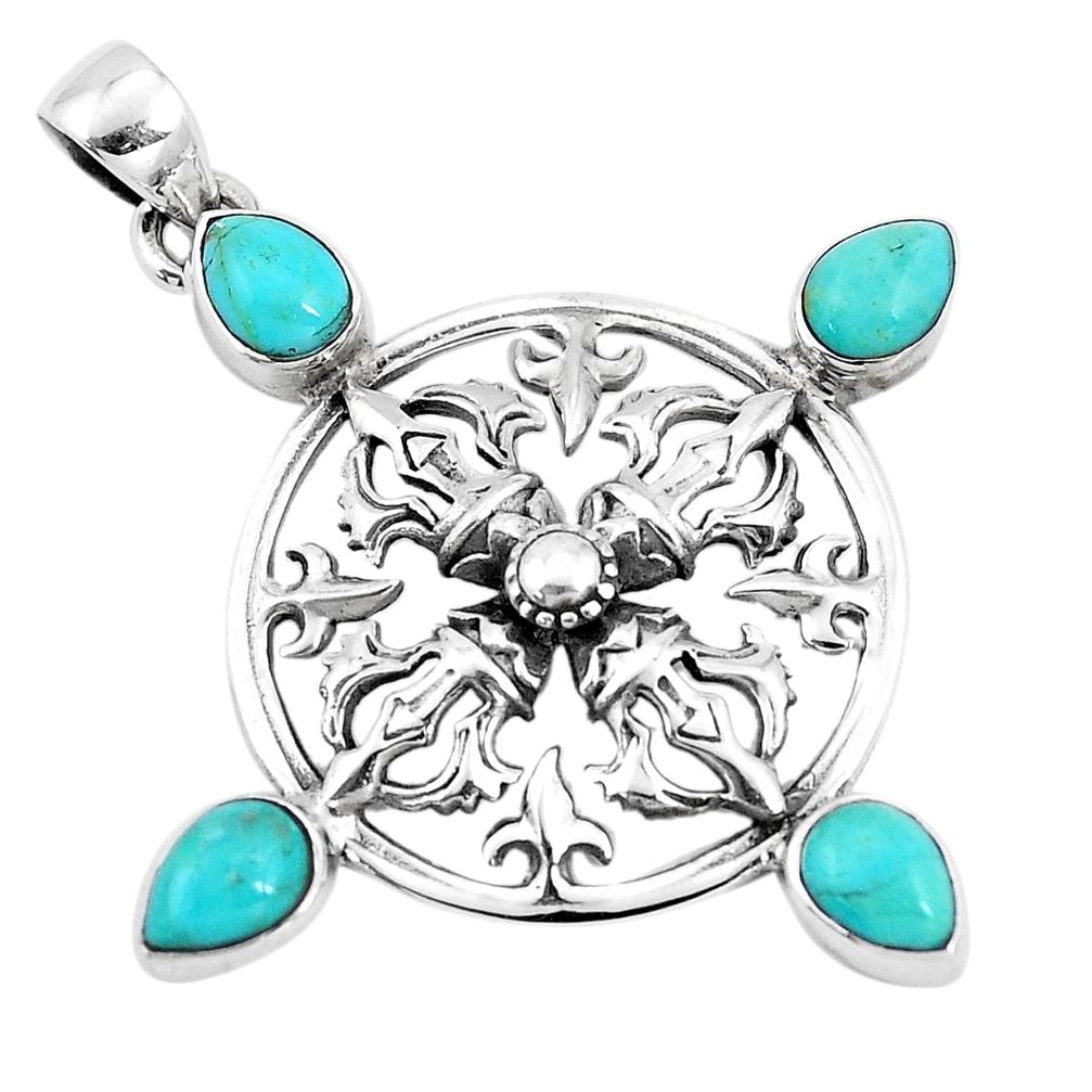 6.15cts green arizona mohave turquoise 925 sterling silver pendant p10201