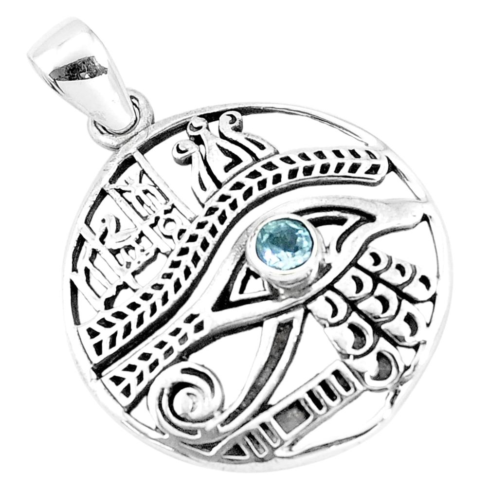 0.60cts natural blue topaz 925 sterling silver horse eye pendant jewelry p10242