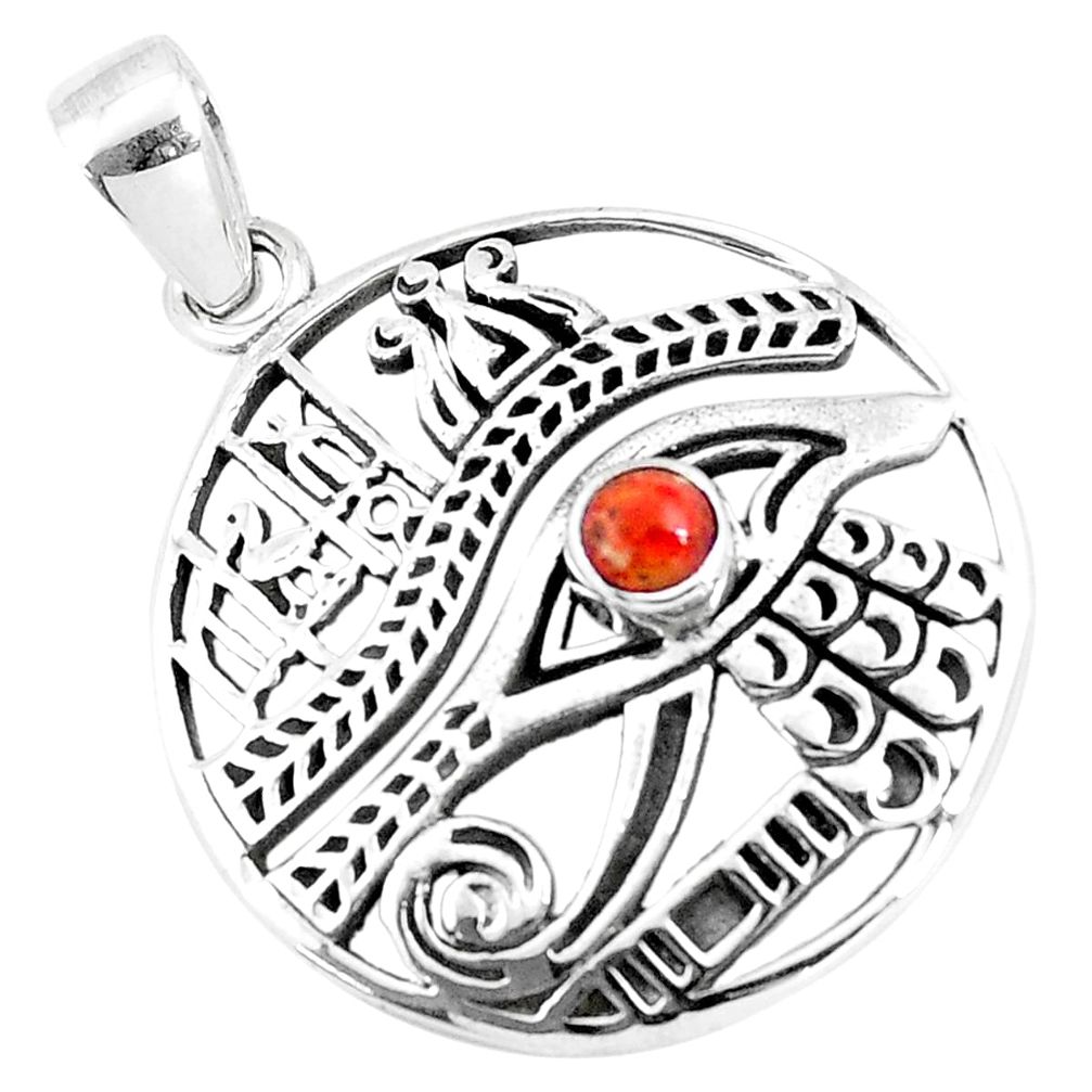 925 silver 0.63cts red copper turquoise round horse eye pendant jewelry p10250
