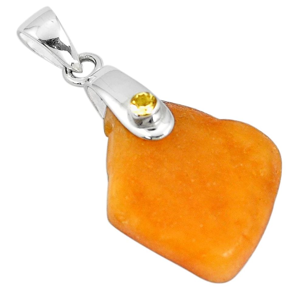 14.85cts natural orange baltic amber citrine 925 sterling silver pendant p10592