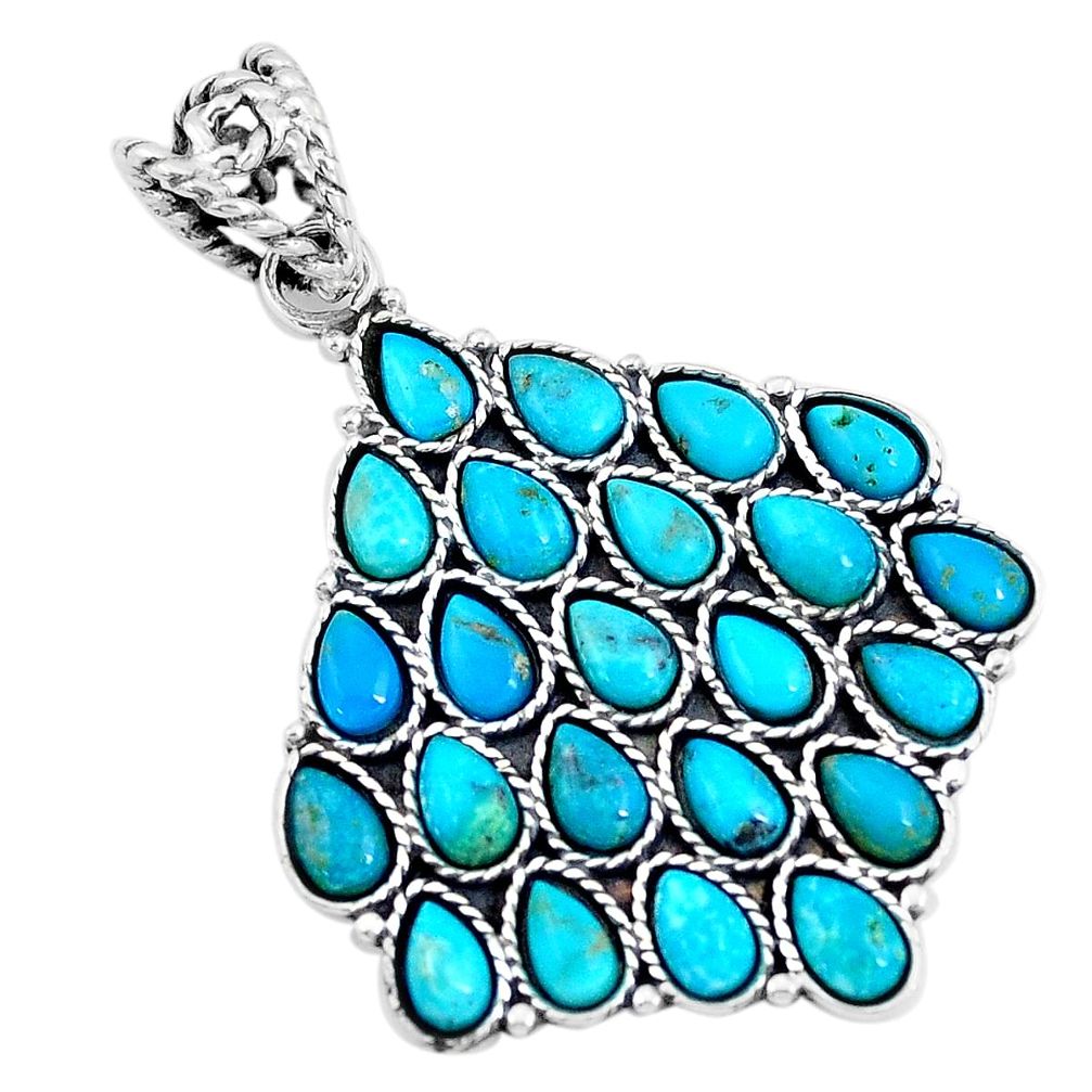 925 sterling silver 7.84cts green arizona mohave turquoise pear pendant p10830
