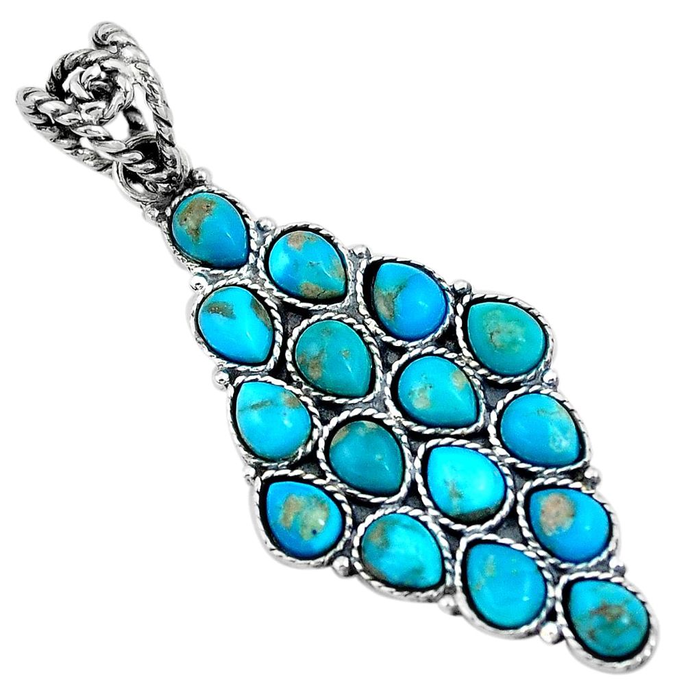 8.03cts green arizona mohave turquoise 925 sterling silver pendant p10872