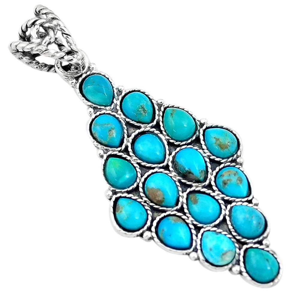 925 sterling silver 8.03cts green arizona mohave turquoise pear pendant p10874
