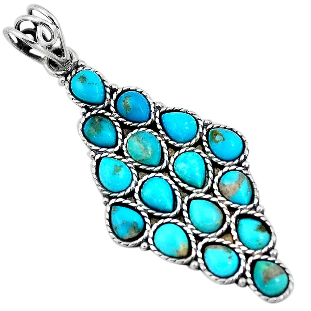 8.71cts green arizona mohave turquoise 925 sterling silver pendant p10876