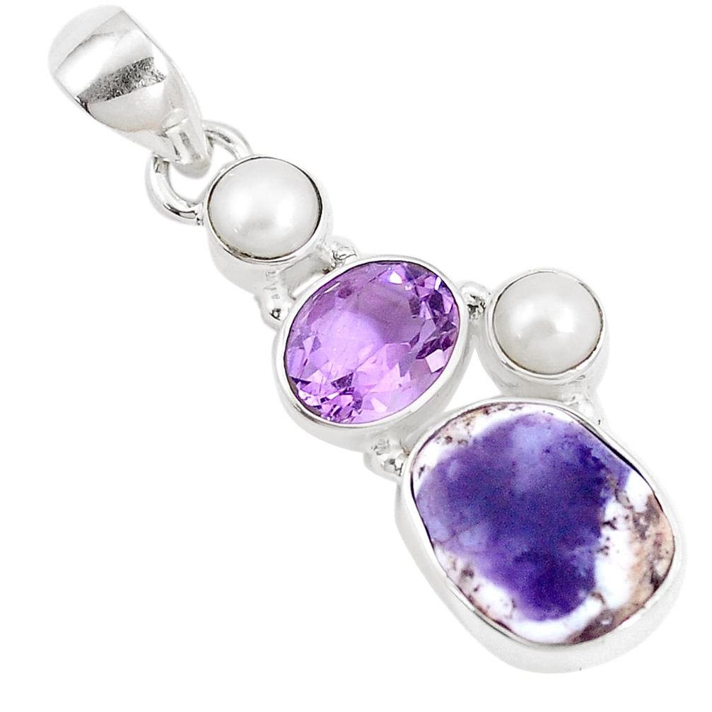 7.50cts natural purple opal amethyst pearl 925 sterling silver pendant p10982