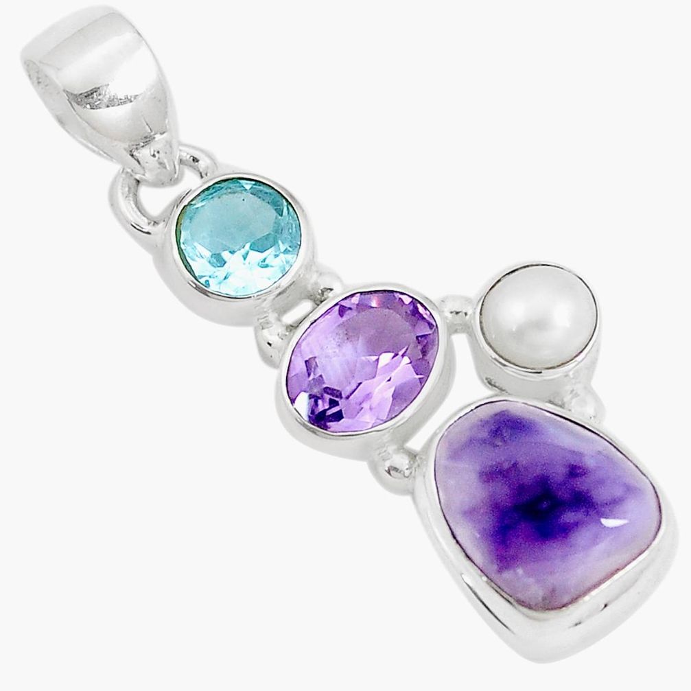 8.31cts natural purple opal amethyst pearl 925 sterling silver pendant p10983