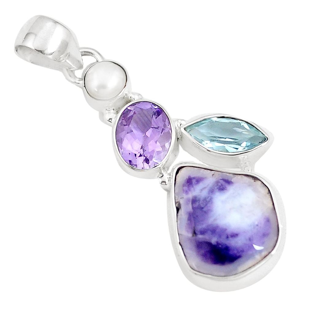 12.52cts natural purple opal amethyst pearl 925 sterling silver pendant p10986