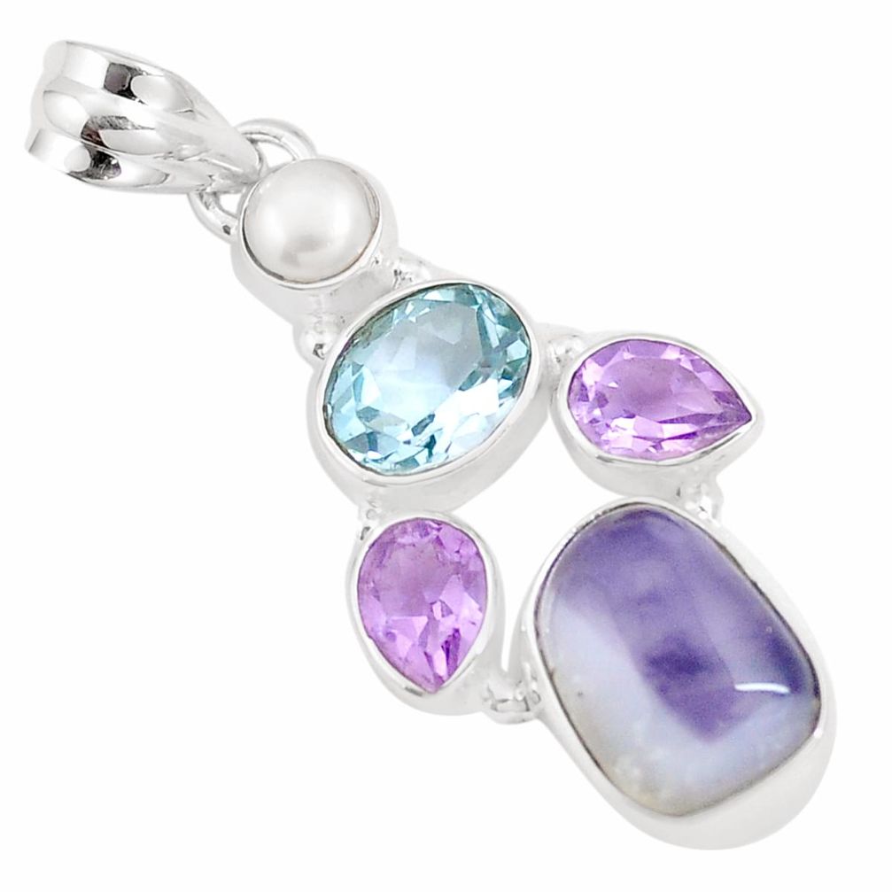 10.24cts natural purple opal amethyst pearl 925 silver pendant jewelry p10989