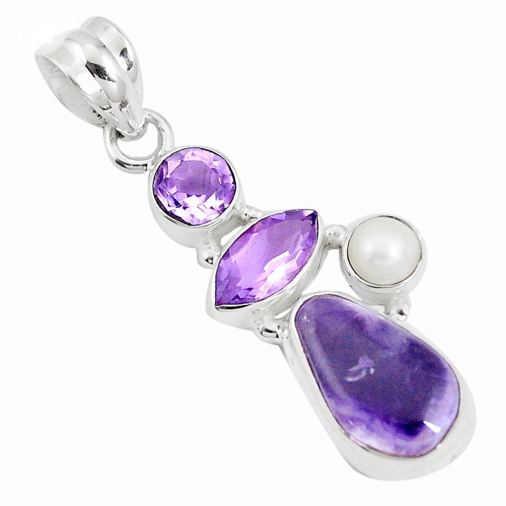 8.05cts natural purple opal amethyst pearl 925 silver pendant jewelry p10991