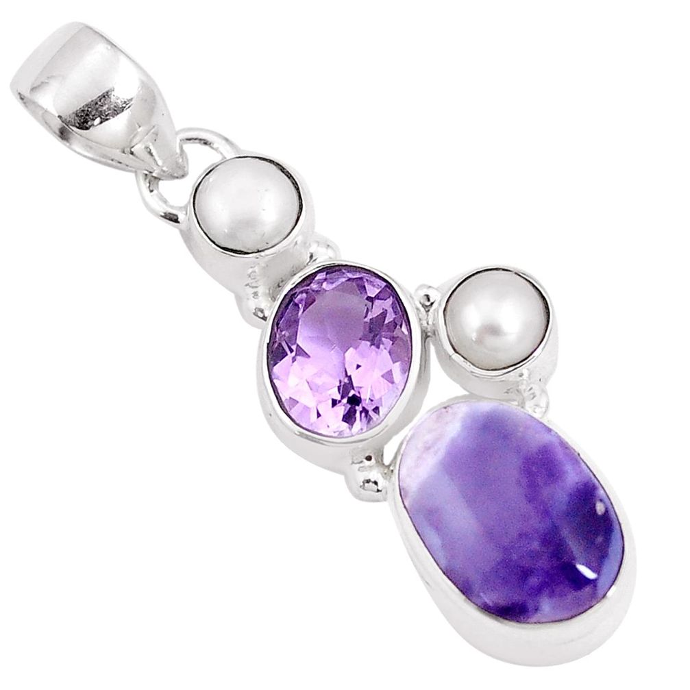 9.99cts natural purple opal amethyst pearl 925 silver pendant jewelry p10993