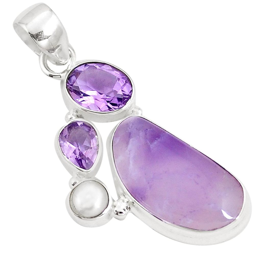 11.27cts natural purple opal amethyst pearl 925 silver pendant jewelry p10994