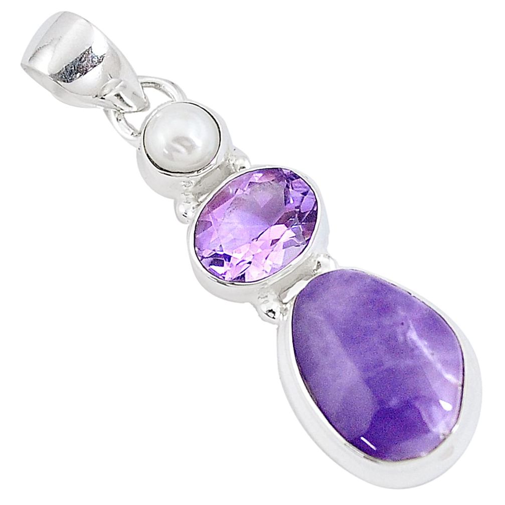 10.00gms natural purple opal amethyst pearl 925 silver pendant jewelry p10998