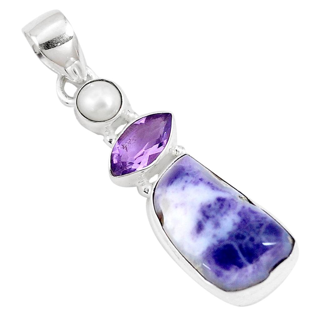 9.54cts natural purple opal amethyst pearl 925 silver pendant jewelry p10999