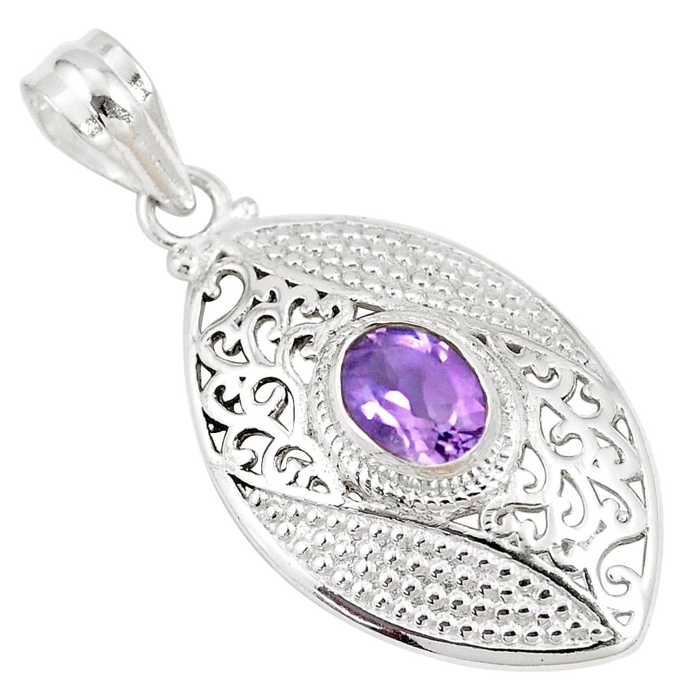 925 sterling silver 2.35cts natural purple amethyst oval pendant jewelry p11783