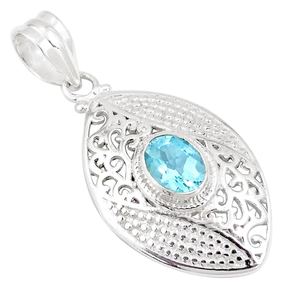 2.26cts natural blue topaz oval shape 925 sterling silver pendant jewelry p11786