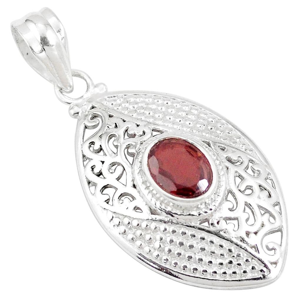 925 sterling silver 2.25cts natural red garnet oval shape pendant jewelry p11787