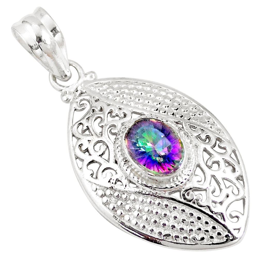 2.01cts multi color rainbow topaz 925 sterling silver pendant jewelry p11791