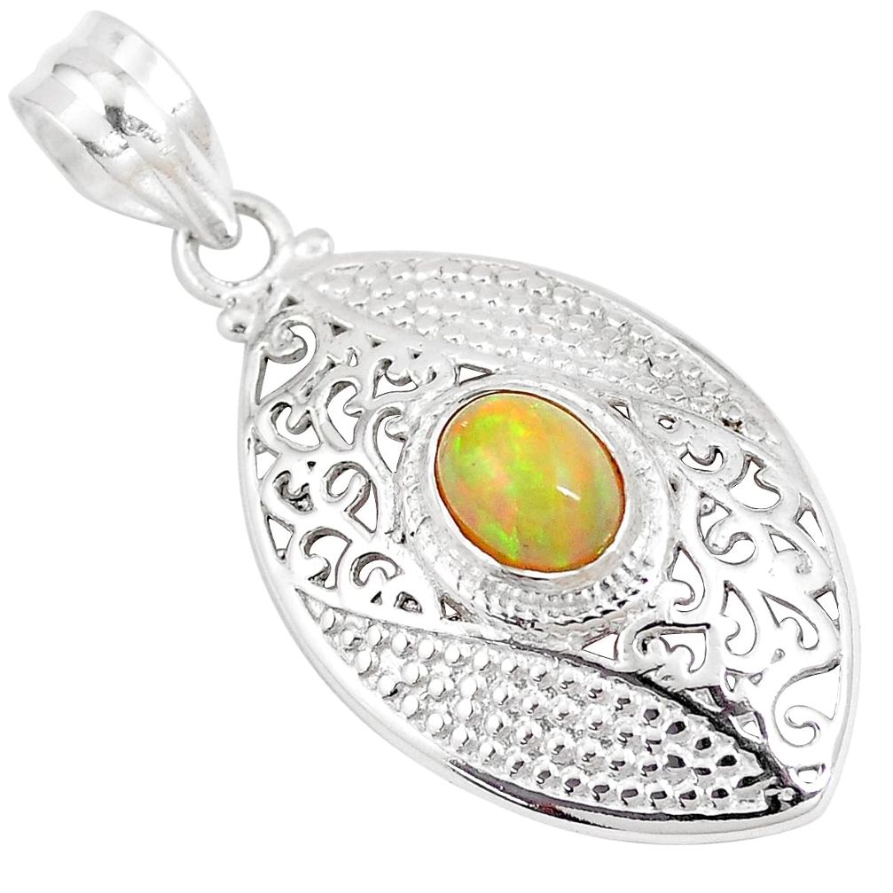 2.10cts natural multi color ethiopian opal 925 sterling silver pendant p11796