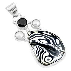 12.05cts brown florida auger shell onyx pearl 925 silver pendant jewelry p12523