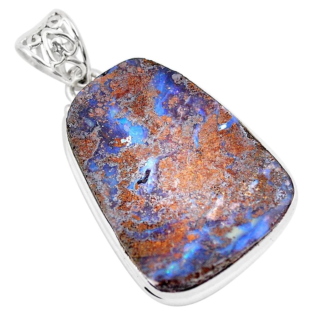 925 sterling silver 26.08cts natural brown boulder opal pendant jewelry p12773