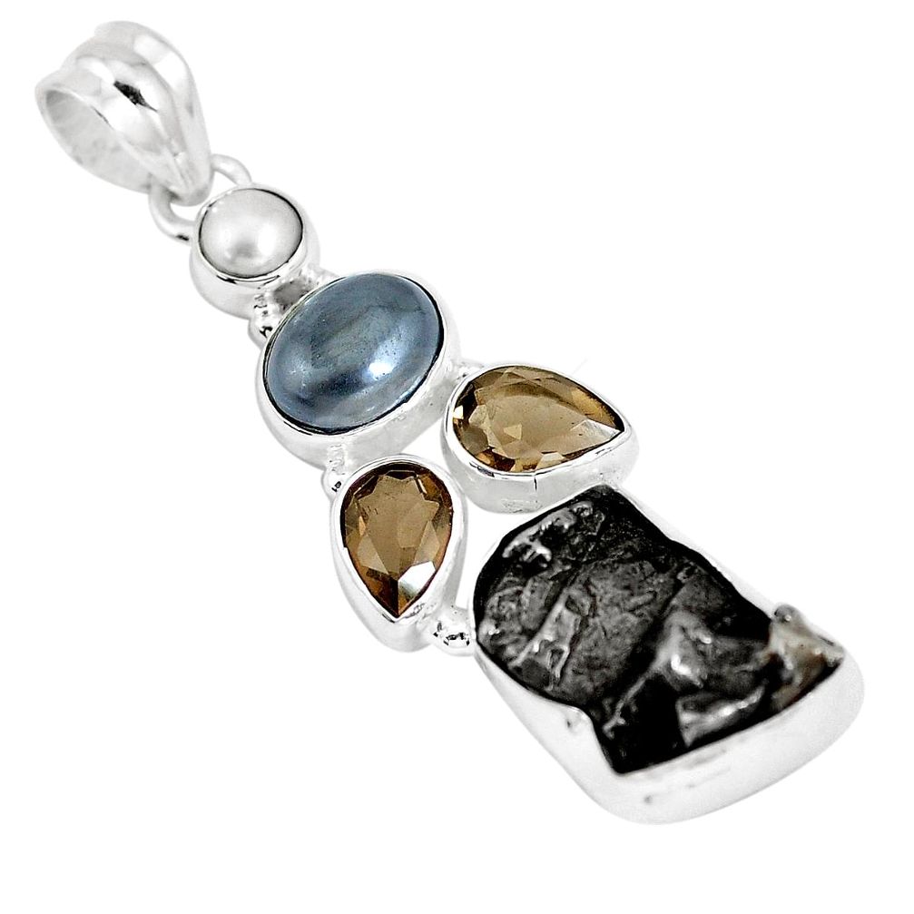 925 silver 26.58cts natural campo del cielo fancy pearl hematite pendant p12785