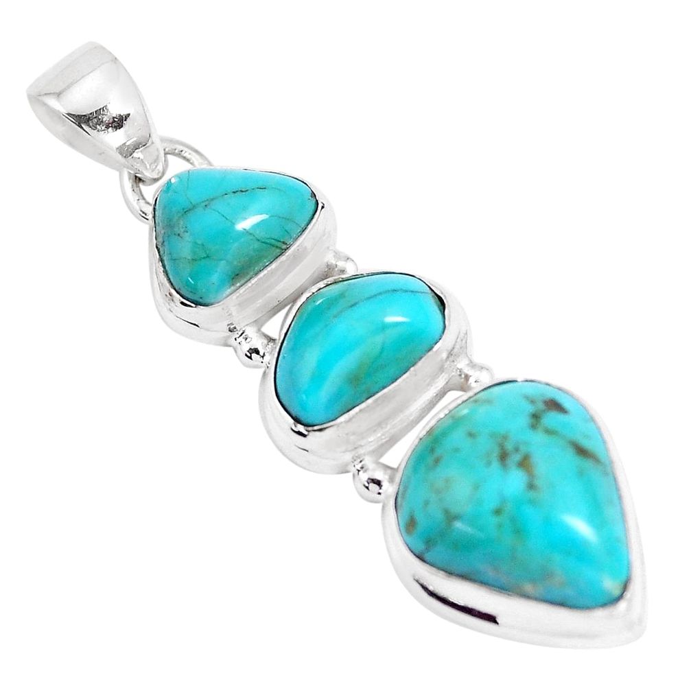 13.55cts natural green kingman turquoise 925 sterling silver pendant p12836