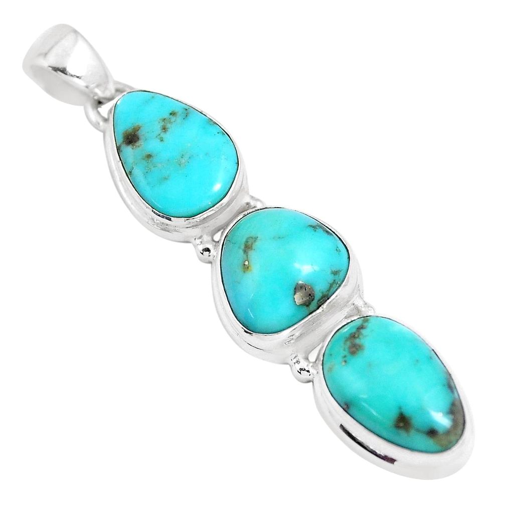 17.42cts natural green kingman turquoise 925 sterling silver pendant p12840