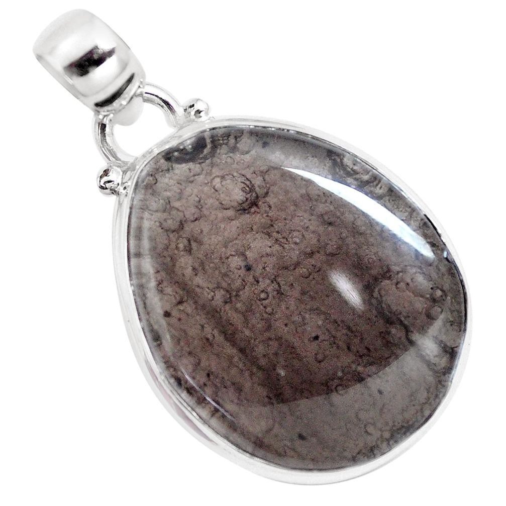 925 sterling silver 16.85cts natural brown agni manitite fancy pendant p12964