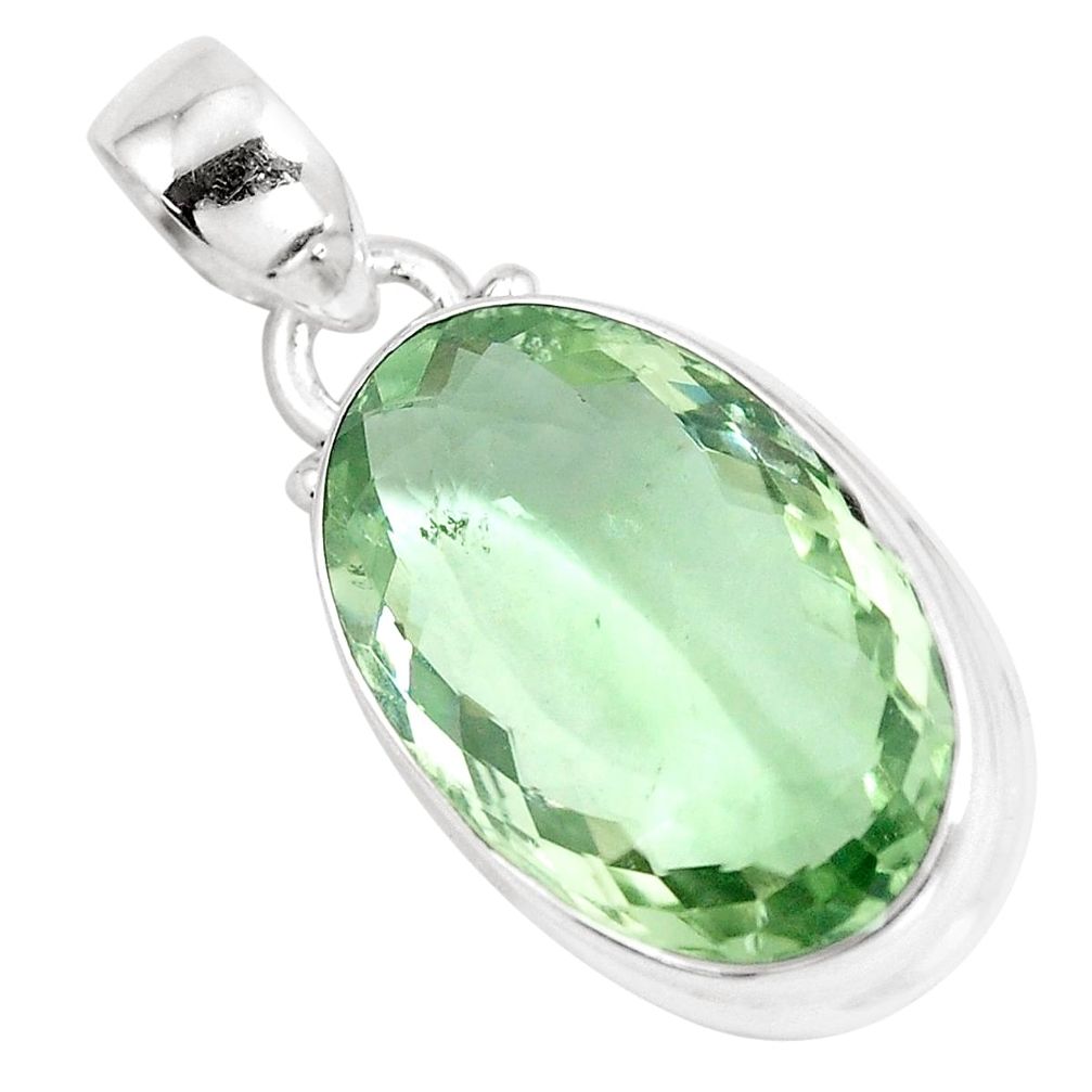 14.59cts natural green amethyst oval 925 sterling silver pendant jewelry p13027