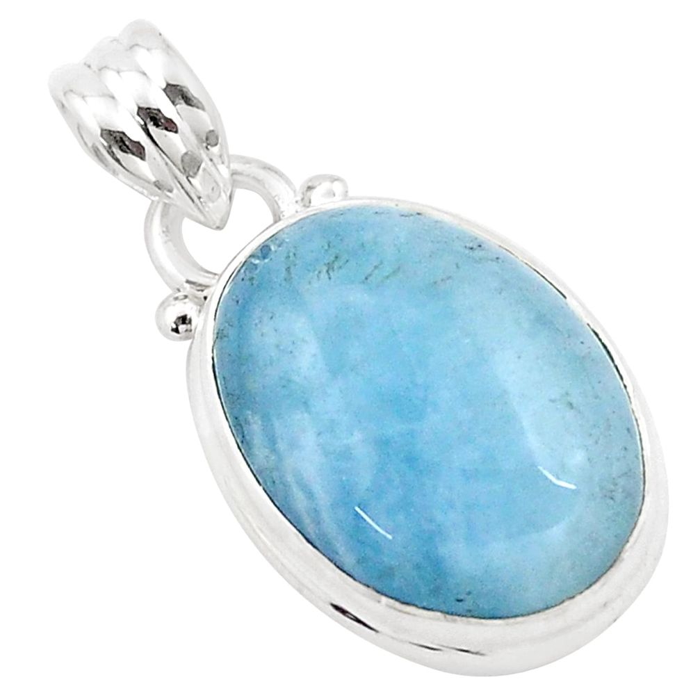 12.58cts natural blue aquamarine 925 sterling silver pendant jewelry p13578