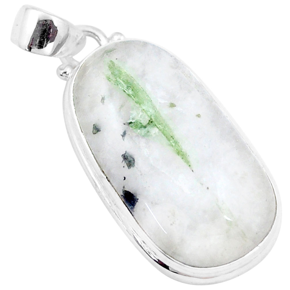 22.59cts natural green tourmaline in quartz 925 sterling silver pendant p13584